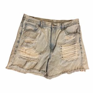 American Eagle High Rise Distressed Mom Shorts